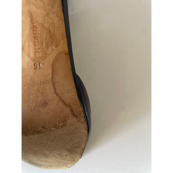 Manolo Blahnik Black Open Peep Toe Canvas and Patent Heels Shoes • Size 36 - Picture 5 of 8